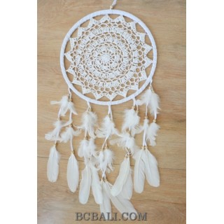 crochet bali handmade dream catcher big circle leather suede feathers